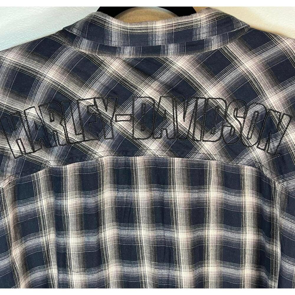 Vintage Harley Davidson Embroidered Back Plaid Flannel | Biker Core | Size 4XL